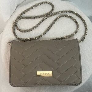 Bebe Taupe Crossbody Quilted Purse Like New